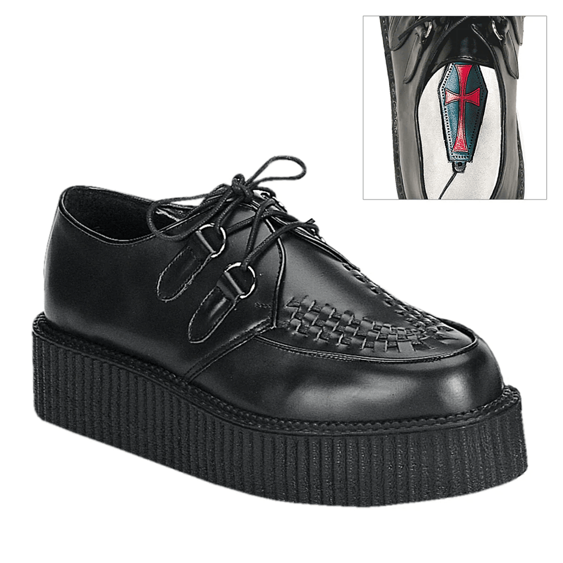 Demonia Cult Creeper-402 Black Leather