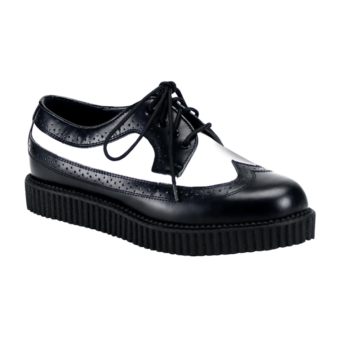 Demonia Cult Creeper-608 Black-White Leather