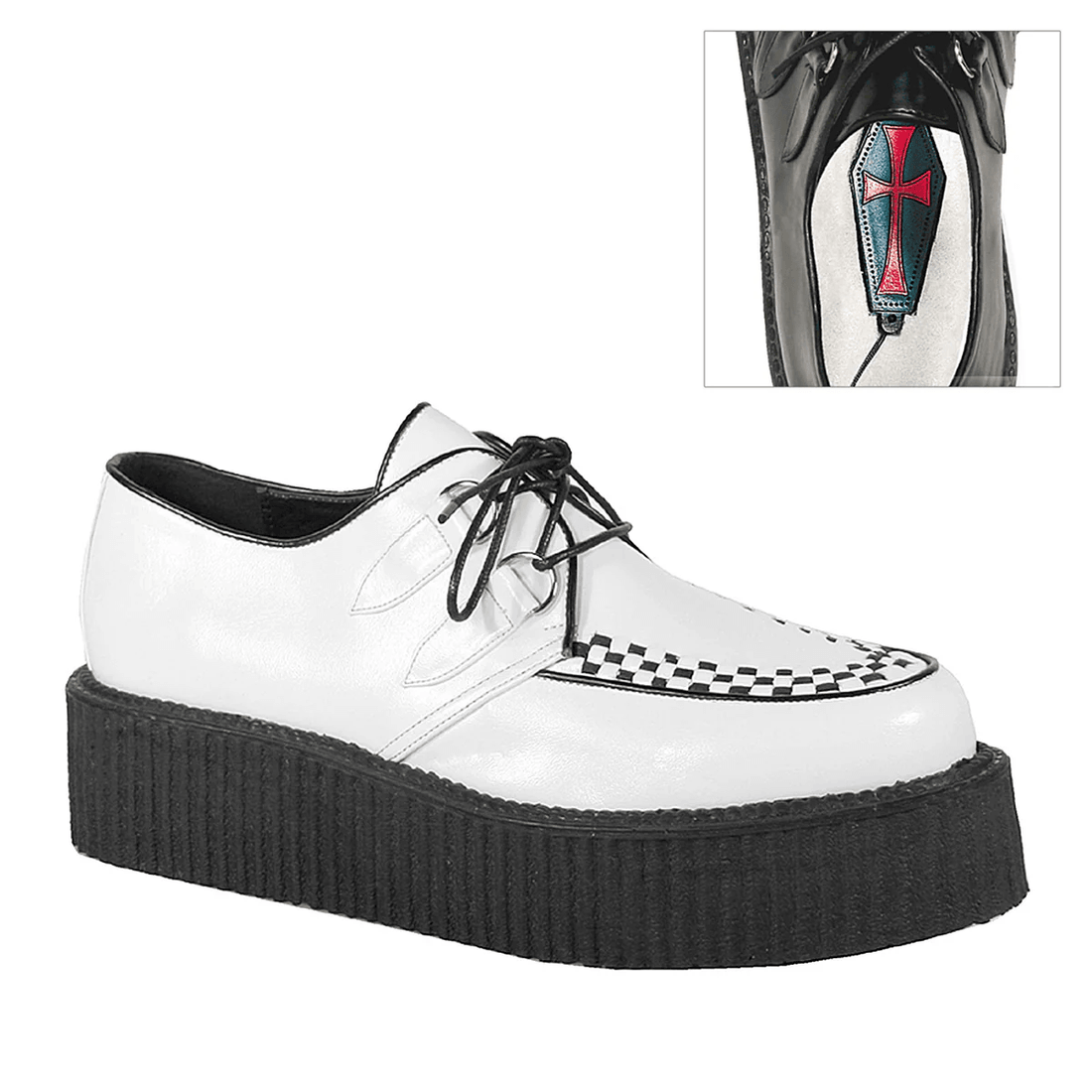 Demonia Cult V-CREEPER-502 White Vegan Leather