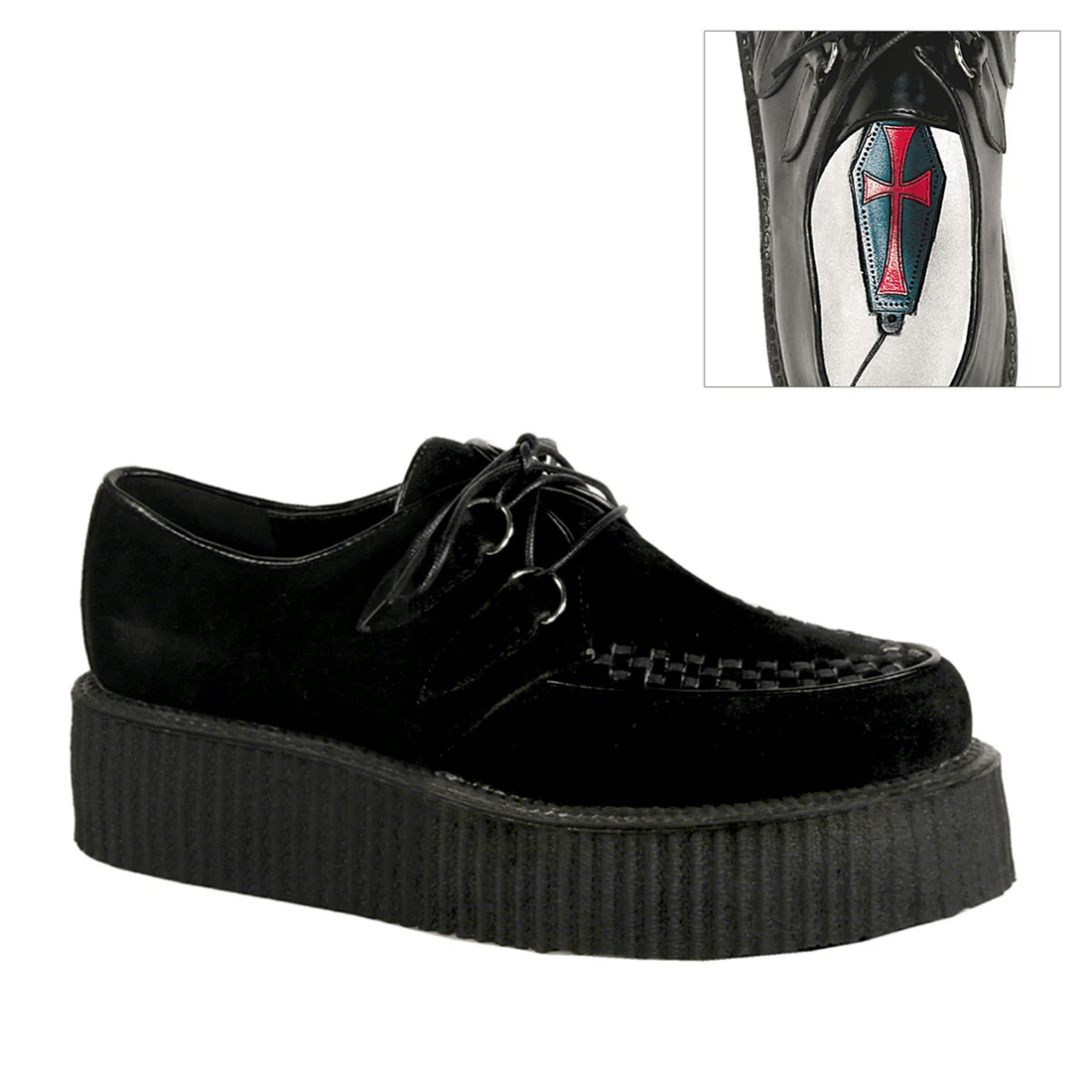 Demonia Cult V-CREEPER-502S Black Vegan Suede