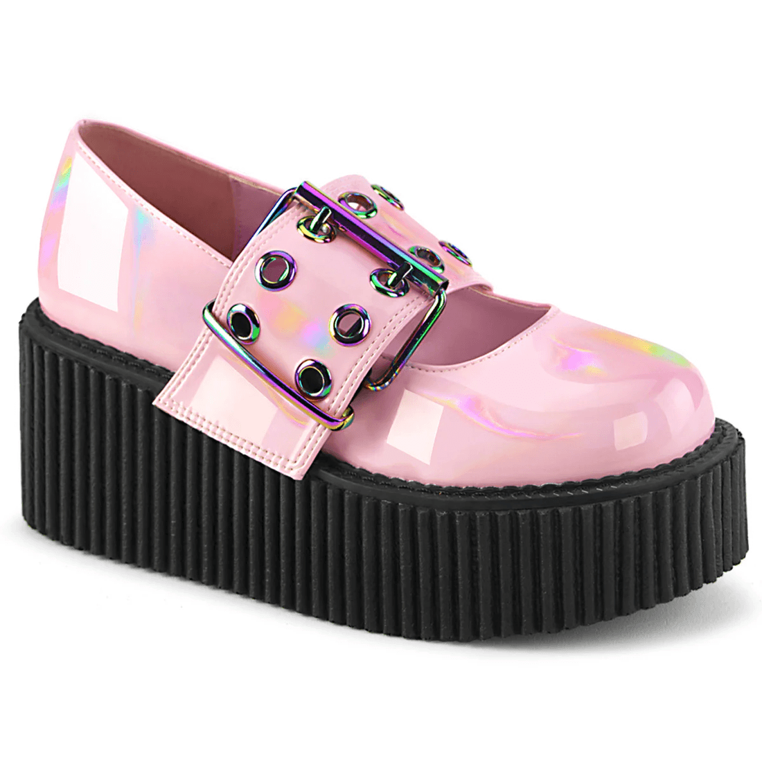 Demonia Cult Creeper-230 Baby Pink Holo Patent