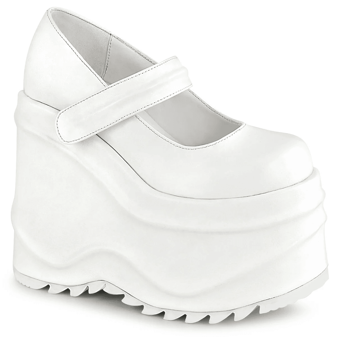 Demonia Cult Wave-32 White Vegan Leather