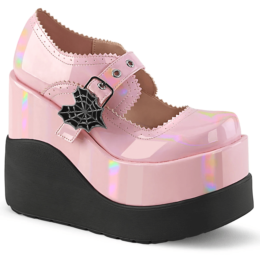 Demonia Cult Void-38 Baby Pink Holo Patent