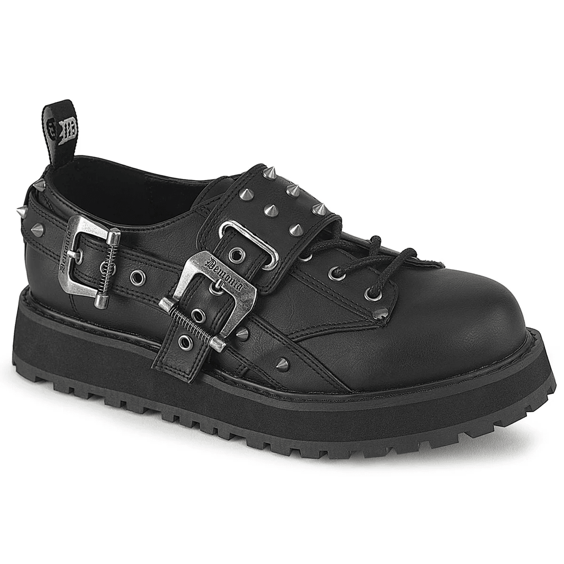 Demonia Cult Valor-38 Black Vegan Leather