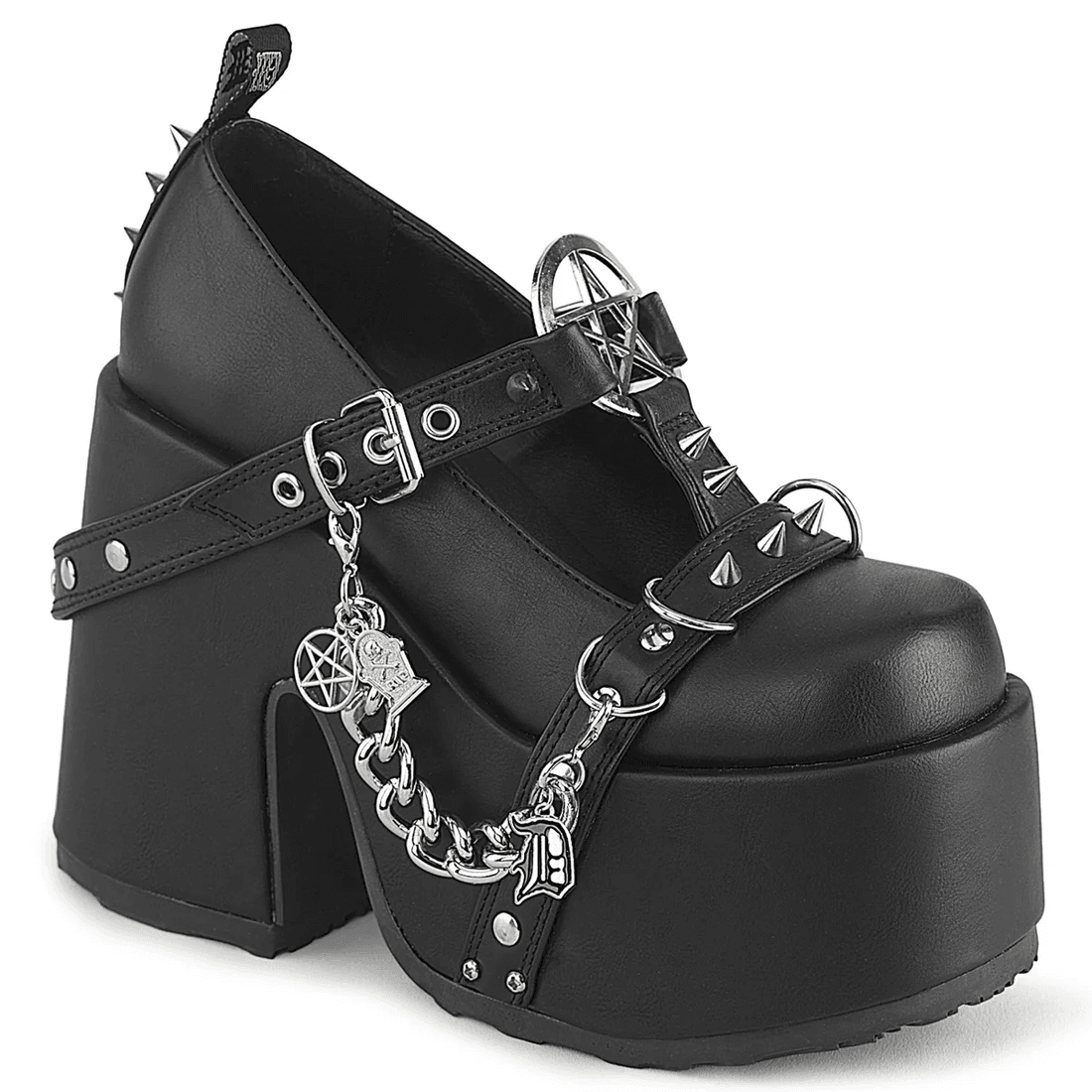 Demonia Cult Camel-33 Black Vegan Leather