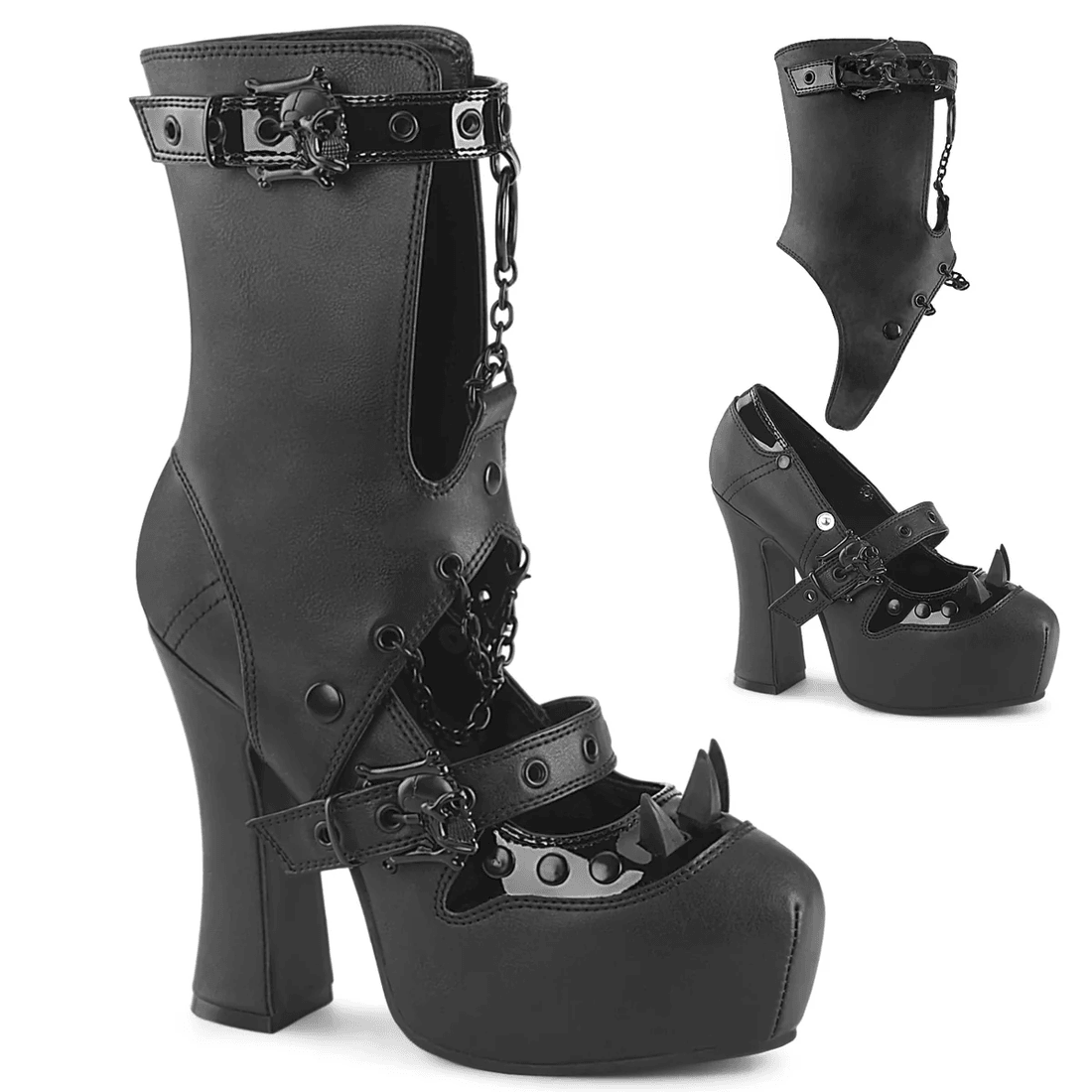 Demonia Cult Demon-13 Black Vegan Leather