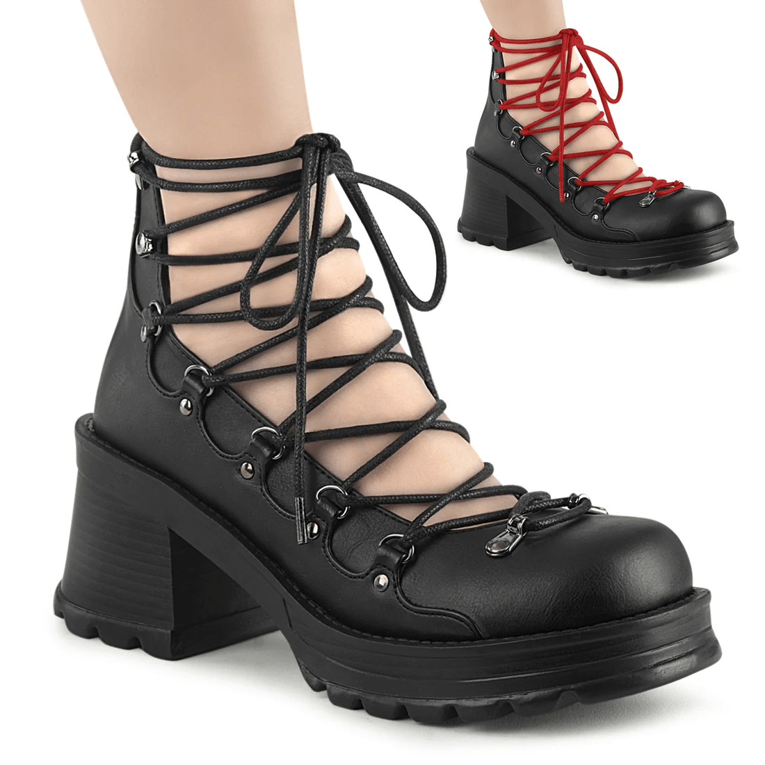Demonia Cult Bratty-32 Black Vegan Leather