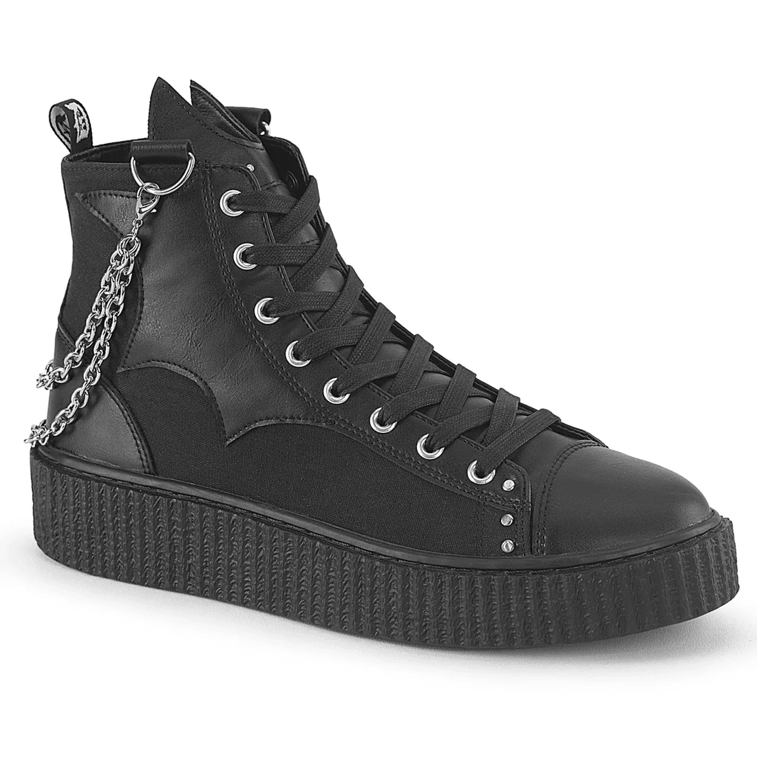 Demonia Cult Sneeker-230 Black Canvas-Vegan Leather