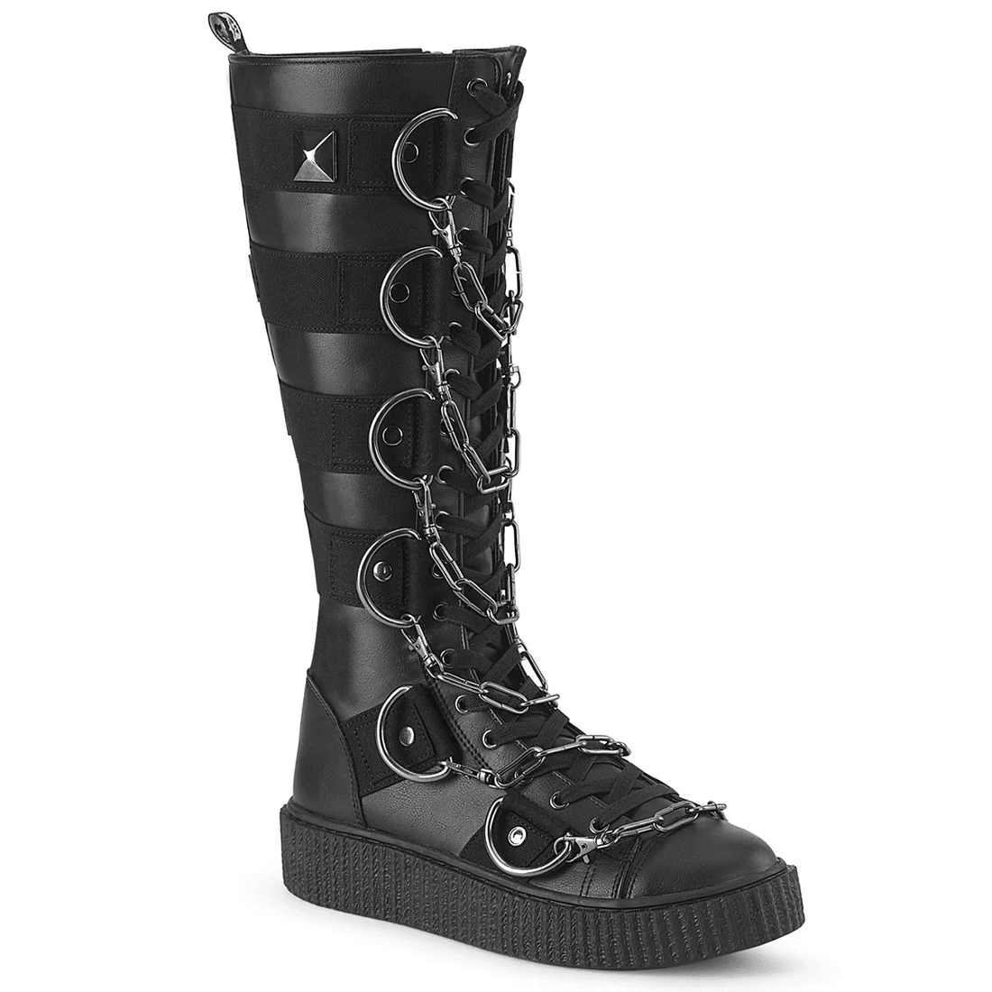 Demonia Cult Sneeker-405 Black Vegan Leather-Canvas